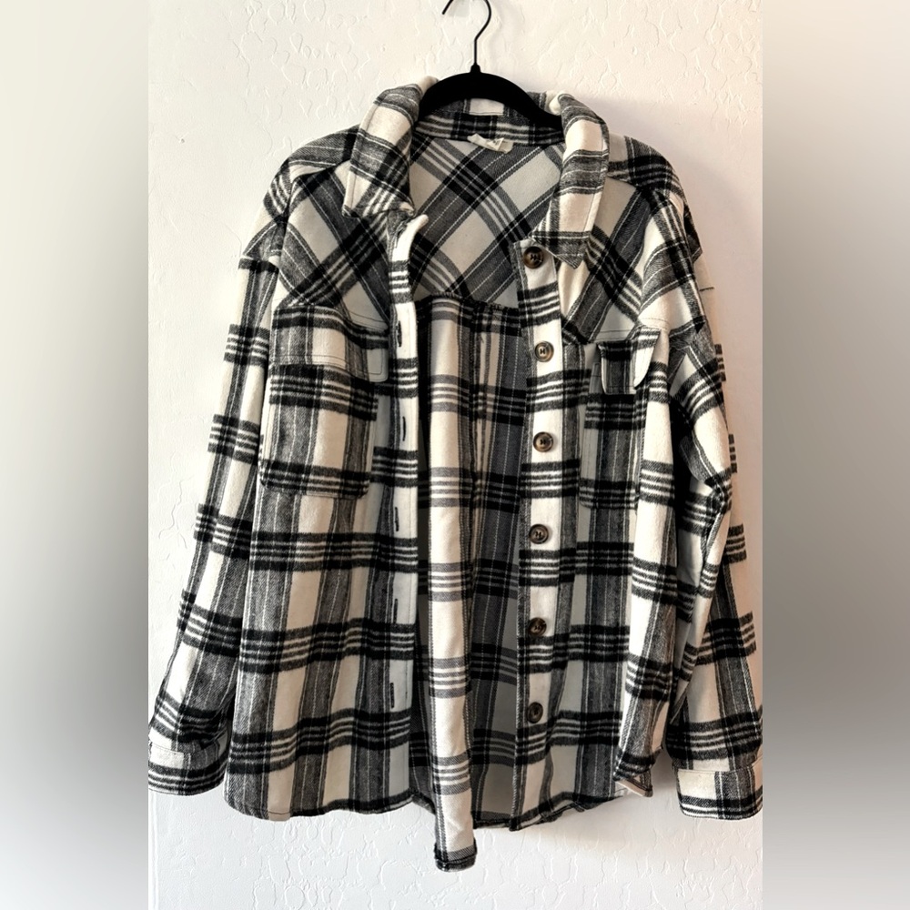 PacSun- LA Hearts Oversized Plaid Shacket